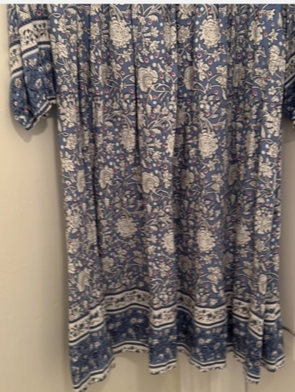 Blue Floral Midi Dress with Tassel Tie - Picture 11 of 15